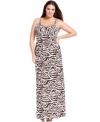 Unleash your wild side with INC's sleeveless plus size maxi dress, finished by an animal-print!