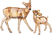 Swarovski Crystal Figurine #1142843, Doe & Fawn, Crystal Golden Shadow