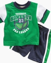 He'll slide right into style and comfort with this fun graphic t-shirt and short set from Kids Headquarters. He'll slide right into style and comfort with this fun graphic t-shirt and short set from Kids Headquarters.