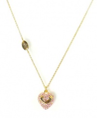 Juicy Couture Pave Puff Pink Heart Gold Necklace Juicy Couture Pave Puff Pink Heart Gold Necklace