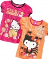Whether she likes to dress spooky like a spider or sweet like candy, this Hello Kitty tee is the perfect treat for her on Halloween.