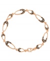 Add some glitter and glam to your look. Genevieve & Grace's pretty hammered link bracelet features sparkling marcasite in 18k rose gold over sterling silver. Approximate length: 7-1/2 inches.