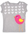 Carter's Birdie & Heart Rows T-Shirt (Sizes NB - 24M) - gray, 24 months