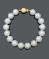 Prettify your look with polished pearls. Bracelet features AA+ cultured freshwater pearls (11-12 mm) with a 14k gold ball clasp. Approximate length: 7-1/2 inches.