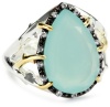 Elizabeth and James Thorns Sterling Silver Aqua Chalcedony Large Ring, Size 7