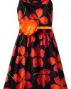 Bloome Girls 7-16 Floral Casual Dress, Black/Pink/Orange, 12