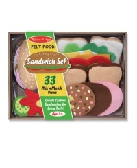Open your own sandwich shop with this 33 piece smorgasbord of fabulous felt food pieces! Use white or wheat bread, or a pita pocket, then layer on the meats, cheeses, vegetables, condiments and more. Open your own sandwich shop with this 33 piece smorgasbord of fabulous felt food pieces! Use white or wheat bread, or a pita pocket, then layer on the meats, cheeses, vegetables, condiments and more.