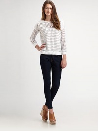 Soft, open-weave cotton from Italy in a timeless style. BoatneckDropped shouldersLong sleevesAllover semi-sheer open weaveRibbed trim at the neckline, cuffs and hemCottonDry cleanImportedModel shown is 5'10 (177cm) wearing US size Small. Soft, open-weave cotton from Italy in a timeless style. BoatneckDropped shouldersLong sleevesAllover semi-sheer open weaveRibbed trim at the neckline, cuffs and hemCottonDry cleanImportedModel shown is 5'10 (177cm) wearing US size Small.