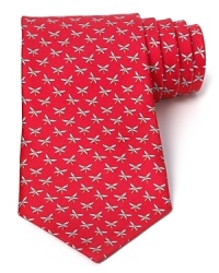 Artful dragonflies buzz across this handsome classic tie crafted in lavish Italian silk from Salvatore Ferragamo. Artful dragonflies buzz across this handsome classic tie crafted in lavish Italian silk from Salvatore Ferragamo.