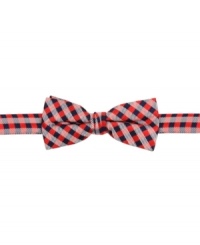 A pre-tied plaid from Nautica that acts as his perfect introduction to the pleasures of wearing a bow tie. A pre-tied plaid from Nautica that acts as his perfect introduction to the pleasures of wearing a bow tie.