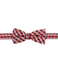 A pre-tied plaid from Nautica that acts as his perfect introduction to the pleasures of wearing a bow tie.