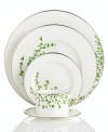 An instant classic from kate spade new york, the Gardner Street Green place setting is the definition of contemporary elegance. Green stems of foliage flourish on fine white bone china, creating a stylized two-tone floral motif to freshen up your table. Platinum rims add a touch of luxurious shine.