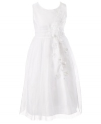 Tiptoe through the flowers. She'll look sweet as she's walking down the aisle in this floaty flower girl dress from Jayne Copeland. Tiptoe through the flowers. She'll look sweet as she's walking down the aisle in this floaty flower girl dress from Jayne Copeland.