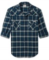 This shirt makes being stylish a snap! This Lucky Brand Jeans button down has a classic plaid fit and a western fit.