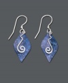 Dabble in the exquisite. These earrings by Jody Coyote offer a bold fashion statement with blue patina brass teardrops and an intricate sterling silver wire squiggle charm. Set in sterling silver. Approximate drop: 1-1/4 inches.