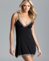 A solid chemise with animal print lace trim for a wild bedtime style.