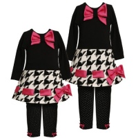 Size-5 BNJ-4938B 2-Piece BLACK/WHITE PINK Houndstooth Pull-Thru Satin Bow Trim Dress/Legging Outfit Set,B34938 Bonnie Jean LITTLE GIRLS Size-5 BNJ-4938B 2-Piece BLACK/WHITE PINK Houndstooth Pull-Thru Satin Bow Trim Dress/Legging Outfit Set,B34938 Bonnie Jean LITTLE GIRLS
