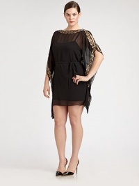Inspired by the classic caftan, this gorgeous, sheer design features gilded trim and sultry, cold-shoulder sleeves. The self-tie belt will define your waist, creating a phenomenal silhouette. BoatneckCold-shoulder sleevesSelf-tie beltSlip includedGold embroidered trimAbout 36 from natural waistPolyesterSpot cleanImported Inspired by the classic caftan, this gorgeous, sheer design features gilded trim and sultry, cold-shoulder sleeves. The self-tie belt will define your waist, creating a phenomenal silhouette. BoatneckCold-shoulder sleevesSelf-tie beltSlip includedGold embroidered trimAbout 36 from natural waistPolyesterSpot cleanImported