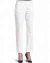 Calvin Klein Women's Cropped Slim Pant, White, 33 x 28