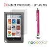 2x caseen GLARESHATTER Anti-Glare Screen Protector for Barnes & Noble Nook Tablet, Nook Color + caseen Stylus Pen (Pink)