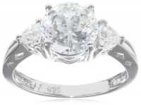 Platinum Plated Sterling Silver 100 Facets Collection Cubic Zirconia Three-Stone Ring (3 cttw) Platinum Plated Sterling Silver 100 Facets Collection Cubic Zirconia Three-Stone Ring (3 cttw)