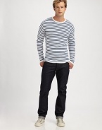 There's a nautical air to this crisp cotton pullover in denim-friendly stripes.Crewneck pulloverLong sleevesCottonMachine washImported