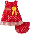 Blueberi Boulevard Baby-girls Newborn Dots and Daisies Sundress, Red, 3-6 Months