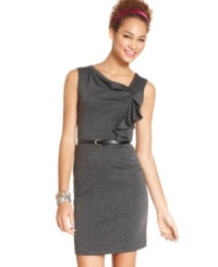 For a polished look with timeless charm, opt for a sheath dress! Tempted's belted style is highlighted in chic details, from the asymmetrical neckline to the ruffled flourish. For a polished look with timeless charm, opt for a sheath dress! Tempted's belted style is highlighted in chic details, from the asymmetrical neckline to the ruffled flourish.