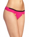 Betsey Johnson Women's Stretch Low Rise Thong, Candy Apple, Medium