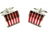 Silver & Red Modern Stripe Cufflinks