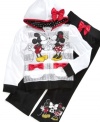 This darling hoodie features a cute kiss from Minnie and Mickey that makes her look even sweeter.