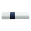 A classic navy sateen border trims these sheets by SFERRA, woven from super soft Egyptian cotton.