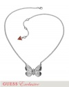 GUESS Silver-Tone Butterfly Necklace, SILVER