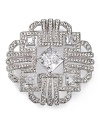 Glittering pavé crystals lend Deco-inspired glamour to this Lora Paolo pin, framed in rhodium plated metal.