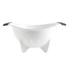 The OXO International Plastic Colander is soft, comfortable, and has non-slip handles to provide a firm grip when you shake to drain water. For efficient draining, the Colanders holes are elongated to direct water down into the sink. Four feet offer stability in the sink, and hanging holes in the handles let you store this Colander on your pot rack.