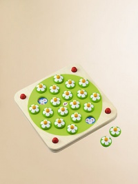 Like many of the world's best games, this one has simple rules: there is a board of daisies and the object is to win as many as possible. Each player takes turns pulling up pairs of daisies. If what is under the daisies matches, the player keeps them; if not, they're returned to the board. As play continues, the choices become less random and players try to remember what is under the daisies already played.