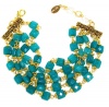 Rachel Reinhardt Kate 14k Gold Plated 7 Strand Blue Jade Gemstone Faceted Pillow Bead Bracelet