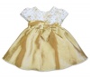 Rare Editions Baby-Girls Infant Ivory Gold Embroidered Flowers Sequins Shantung Dress, 18 Months