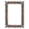 Give favorite photos the artful presentation they deserve. This cast-pewter frame from Olivia Riegel is embellished with sparkling hand-set amethyst-colored glass gems, Swarovski® crystals, faux pearls, and hand-done enamel details.