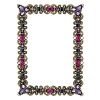 Give favorite photos the artful presentation they deserve. This cast-pewter frame from Olivia Riegel is embellished with sparkling hand-set amethyst-colored glass gems, Swarovski® crystals, faux pearls, and hand-done enamel details.