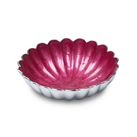 Hand made in sand-cast aluminum decorated with our trademark blend of enamel infused with crushed mother of pearl. Artfully scalloped interior modeled after flower petals. The 12, 8 and 6 bowls nest inside to make a beautiful Peony flower design. Hand made in sand-cast aluminum decorated with our trademark blend of enamel infused with crushed mother of pearl. Artfully scalloped interior modeled after flower petals. The 12, 8 and 6 bowls nest inside to make a beautiful Peony flower design.