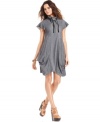 Go for sporty-chic this summer with this Kensie turtleneck dress featuring a terry fabric and drawstring!