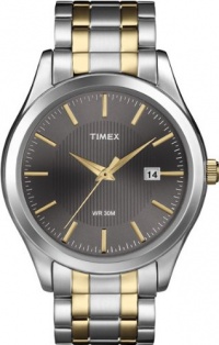 Timex Men's T2N799 Elevated Classics Dress Charcoal Dial Two-Tone Stainless Steel Bracelet Watch