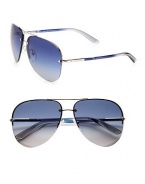 Double-bridge design and tubular stems with logo detail define this classic aviator style. Available in silver frames with blue gradient lenses.MetalLogo temple detail100% UV ProtectionMade in Italy