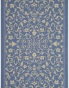 Safavieh Courtyard Collection CY2098-3103 Blue and Natural Indoor/Outdoor Round Area Rug, 6-Feet 7-Inch
