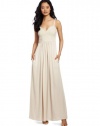 BCBGMAXAZRIA Women's Kyra Cropped Bustier Maxi Dress, Oatmeal, Large