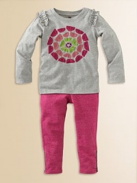 She'll love the swirl of flower petals appliquéd on the front of this fun design.CrewneckSelf ruffles trim the shouldersPull-on styleColorful petal appliqués on the frontCottonMachine washImported She'll love the swirl of flower petals appliquéd on the front of this fun design.CrewneckSelf ruffles trim the shouldersPull-on styleColorful petal appliqués on the frontCottonMachine washImported