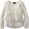 Baby Phat - Kids Girls 7-16 Tier Ruffle Lace Top, Cream, Medium