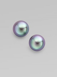 Dark and lovely grey pearl studs, set and backed in sterling silver. 12mm grey round organic man-made pearls Sterling silver Post back Made in Spain Dark and lovely grey pearl studs, set and backed in sterling silver. 12mm grey round organic man-made pearls Sterling silver Post back Made in Spain