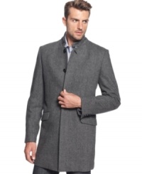Look dashing while dashing though the snow in this sleek wool coat by Tallia Orange. Look dashing while dashing though the snow in this sleek wool coat by Tallia Orange.